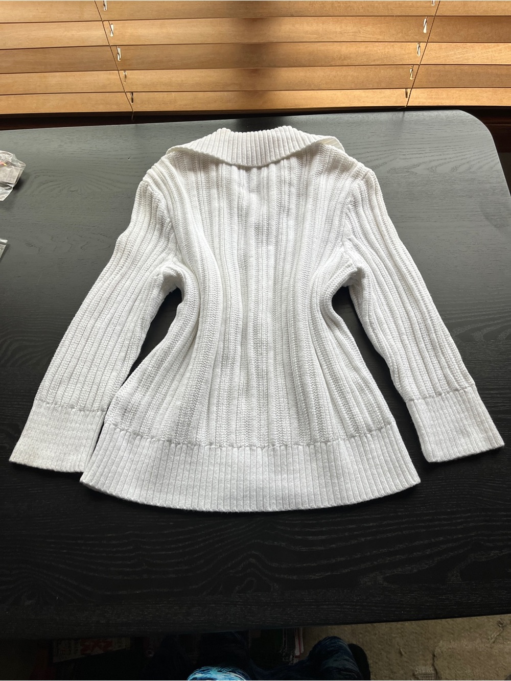 Chaps White 100% Cotton Ribbed Button-Up Cardigan Sweater Large L  - Picture 7 of 16